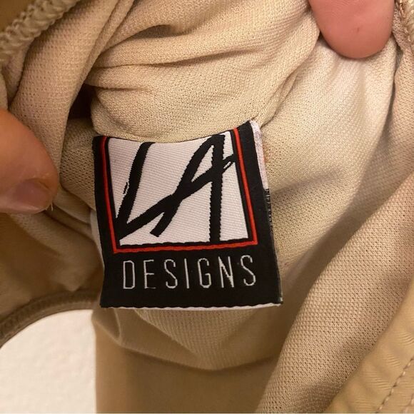 LA dance solo custom tan nude beige long leotard costume mesh rhinestones LC - Picture 14 of 16